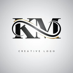 Fototapeta premium KM Creative Letter Logo with Infinity Symbol – Elegant Minimal Monogram Design for Premium Business Branding, Identity, and Modern Typography
