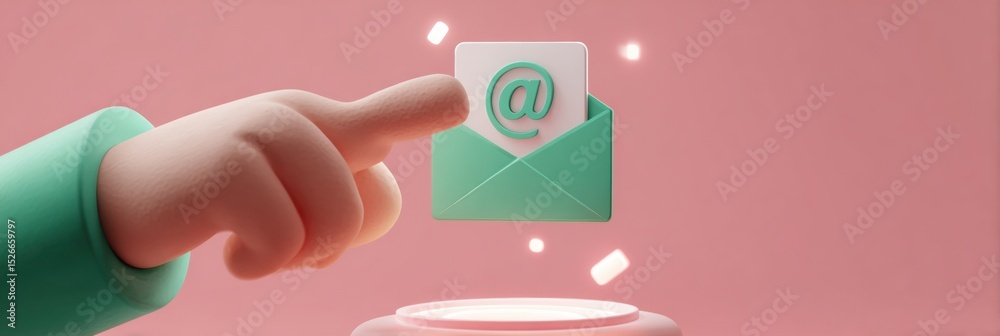 Poster 3d hand extracting id card from digital email, showcasing minimalistic design and modern technology 