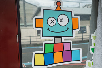 カラフルなかわいいロボットキャラクターのイラスト