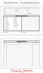 Fusspflege Podologie Podologe Kosmetikstudio Karteikarte Kundenanalyse Kundenkartei Personalisiert DIN A5 Haaranalyse Kopfhautanalyse Vorderseite Rückseite Personalisiert für Kunden nach Alphabet