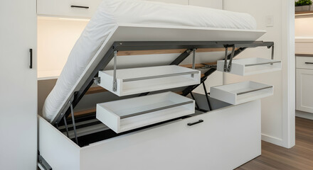 Innovative Folding Bed Design Maximizing Space and Integrating Smart Storage Solution