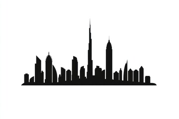 Obraz premium Dubai city silhouette architecture illustration.