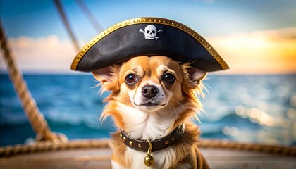 chihuahua dog a pirate hat