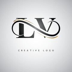 LV Creative Letter Logo with Infinity Symbol – Elegant Minimal Monogram Design for Premium Business Branding, Identity, and Modern Typography