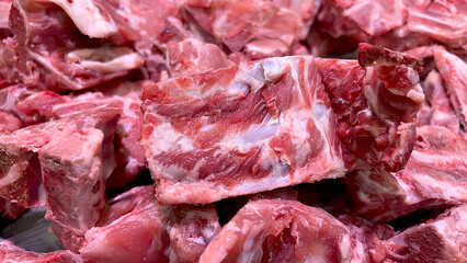 Red pork bones ready for boiling soup