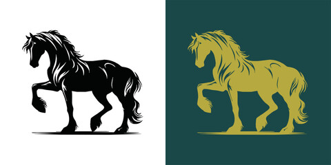 Modern horse silhouette logo. Vector illustration template, Horse gallop emblem. Nature-inspired badge design, Equine logo. Horse silhouette icon, Majestic horse symbol. Premium brand identity concept