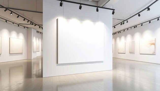 Modern Art Gallery Interior With Empty Canvas