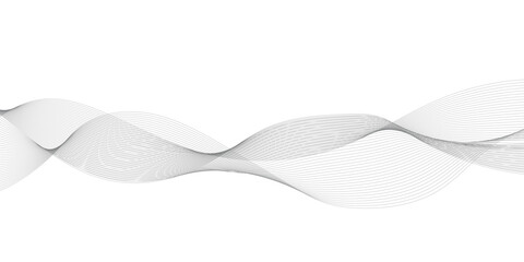 Grey and white wavy curve line with digital future technology concept background. Line art striped graphic template, banner background. Vector illustration.