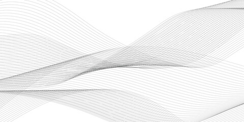 Abstract wavy white and grey curved lines on transparent background. Frequency sound wave lines and technology background, Design for brochure, flyer, banner, template, business wave lines background.