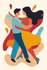 Vibrant Couple Dancing Abstract Illustration