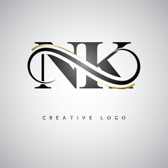 NK Creative Letter Logo with Infinity Symbol – Elegant Minimal Monogram Design for Premium Business Branding, Identity, and Modern Typography
