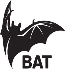 Bat silhouette. Printable template. Bat icon isolated on white.
