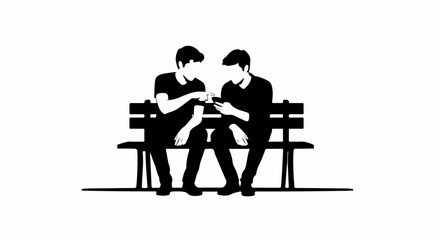 riends Sharing Phone Content Silhouette