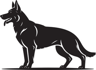 German shepherd silhouette isolated on white background.