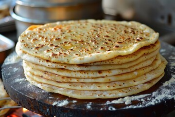Mastering the art of cooking Jordanian Shrak flatbread on a traditional griddle