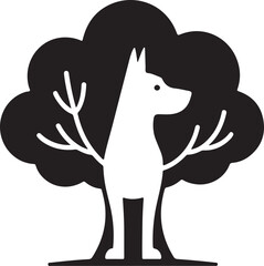 Tree dog silhouette vector design