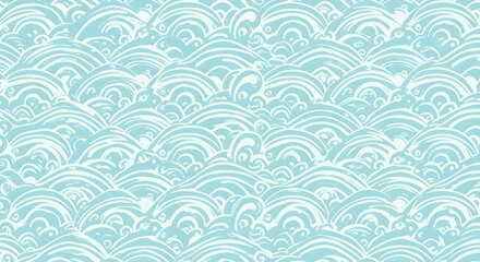 A seamless pattern of stylized ocean waves in shades of blue, perfect for backgrounds.