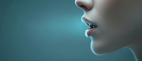 Ethereal close-up of a person exhaling in soft light