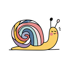 cheerful snail with rainbow shell isolated on white background