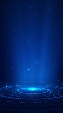 Futuristic interface stage High tech HUD news studio Digital high-tech hologram Technology circle light stage podium elements, hologram portal interface. circle product presentation. virtual reality.