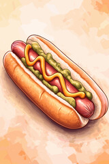 Colorful Gourmet Hot Dog Illustration