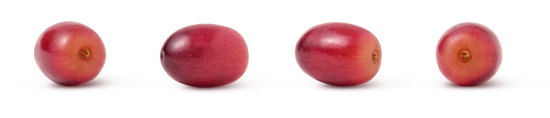 Collection of red wine grape fruits isolated. Grapes in different view.