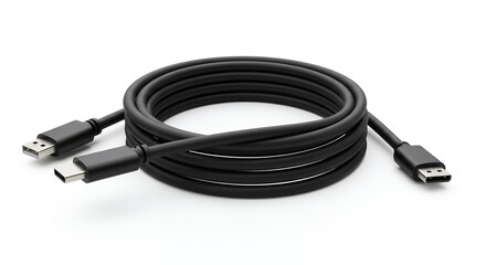 Black coiled usb c cable
