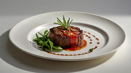 Grilled beef steak with herbs