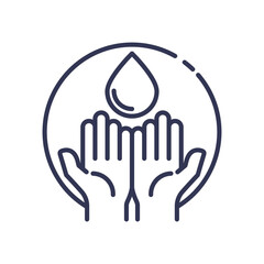 Hands and water drop symbolize hygiene and fear of contamination.