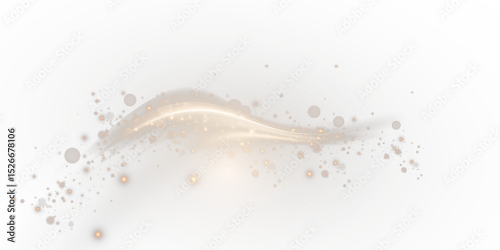 Aufkleber Soft glowing gold light trail with gentle curve and radiant flare on transparent background. Suggests magical comet motion with smooth energy flow and dreamy glow.	
