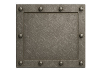A metal frame with many small holes and a square shape. The frame is made of metal and has a rustic look