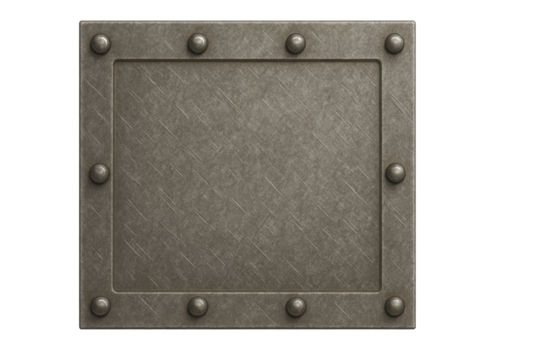 A metal frame with many small holes and a square shape. The frame is made of metal and has a rustic look