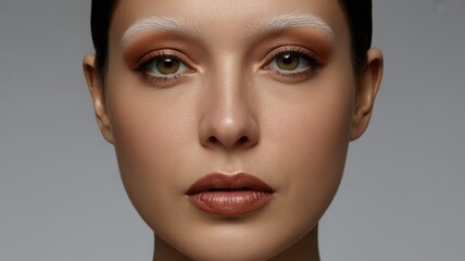 Fototapeta premium Close-up portrait of young caucasian female with bold makeup and brown eyes