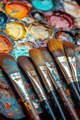 Obraz premium creative process with abstract paintings and colors