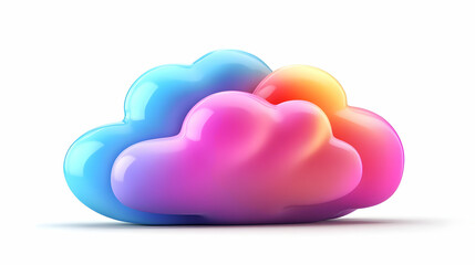 Colorful 3D Rendered Clouds on White Background