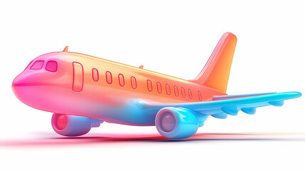 Colorful Airplane 3D Render: Vivid Pink Blue Gradient