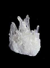 Rock Crystal Quartz on Black Background
