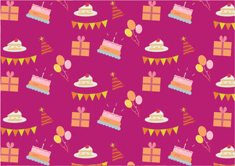 Bright Pink Birthday Elements Pattern