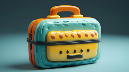 Colorful Cartoon Suitcase 3D Render