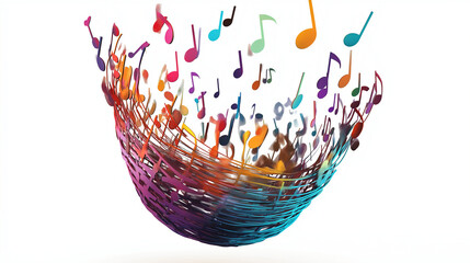 Fototapeta premium Colorful Abstract Music Notes Flowing in Air – Celebration of Sound and Art for Listening Day