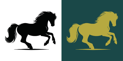 Modern horse silhouette logo. Vector illustration template, Horse gallop emblem. Nature-inspired badge design, Equine logo. Horse silhouette icon, Majestic horse symbol. Premium brand identity concept