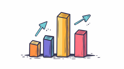 Colorful Hand-drawn Bar Graph Showing Upward Growth