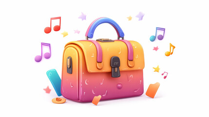 Colorful Gradient Handbag with Music Notes and Stars