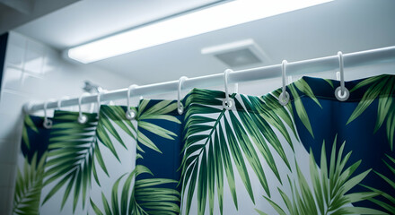 Tropical Serenity Palm Frond Shower Curtain Adding a Spa Like Atmosphere