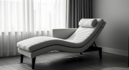 Elegant Chaise Lounge Bathed In Gentle Light Creates Serene Atmosphere