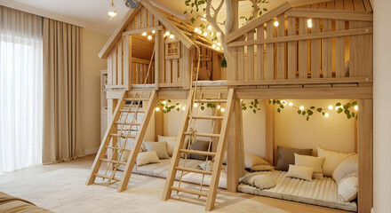 Whimsical Indoor Treehouse Bed Design For Playful Bedrooms And Creative Kid Spaces