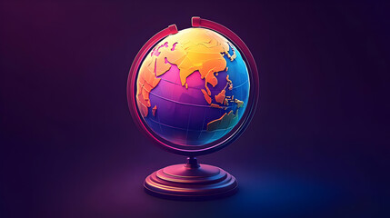 Colorful Lowpoly Globe Model on Dark Background
