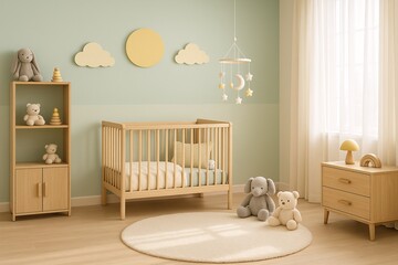 Scandinavian Baby Nursery with Mint and Cream Tones