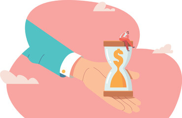 Hand holding hourglass with money