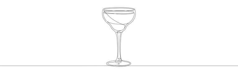 Cocktail continuous one line drawing. Alcohol drink.